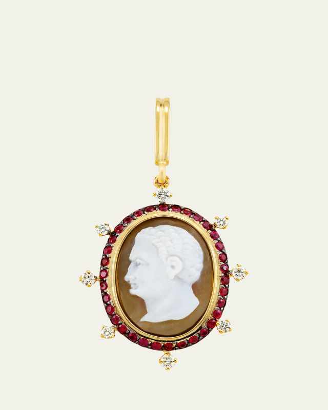 18K Yellow Gold Precious Cameo Diamond Charm